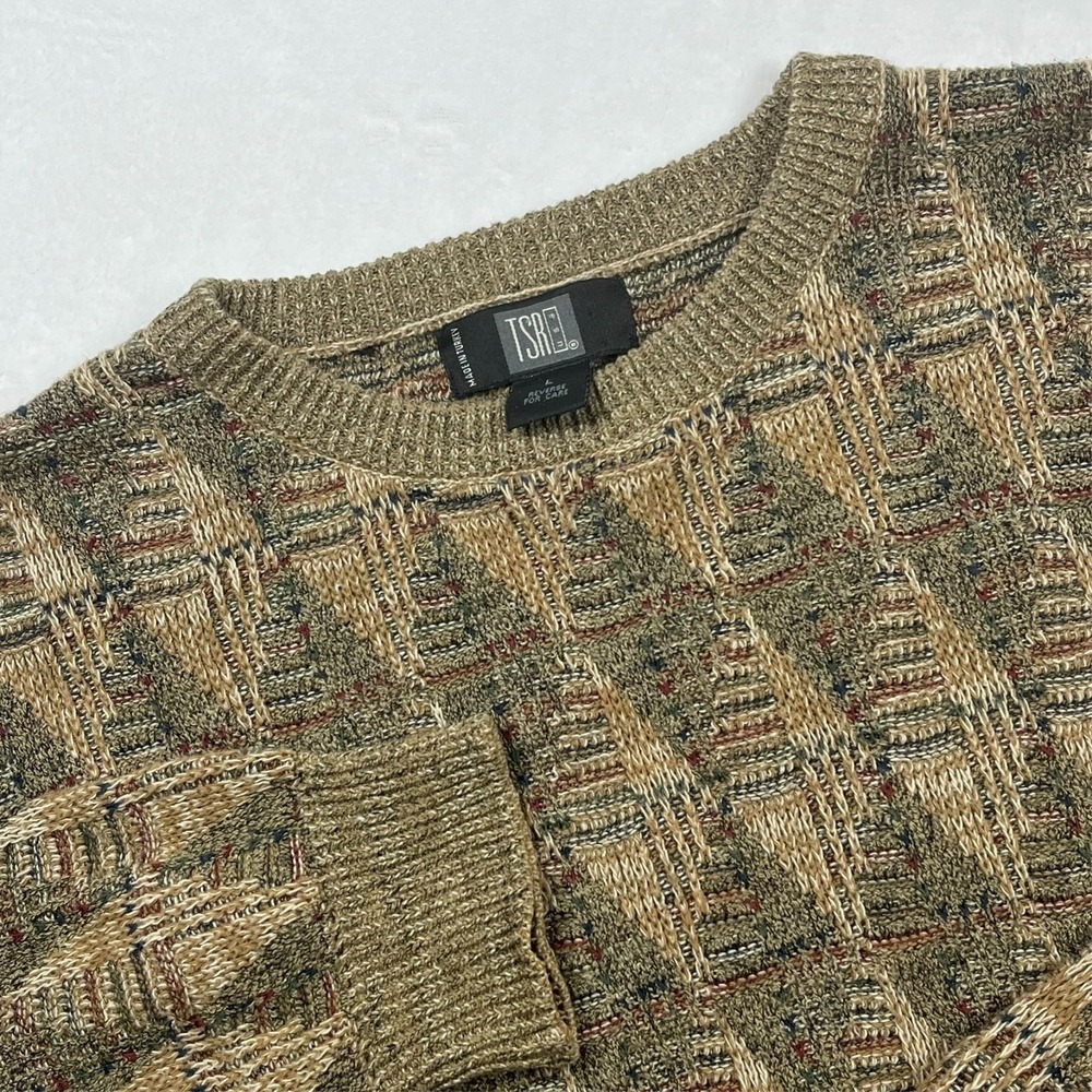 Vintage TSR USA 3D Knit Sweater‎ Men's L Multicolor Cosby Grandpacore Preppy